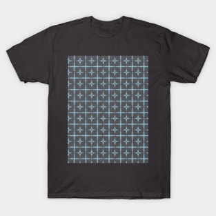 Indigo ethnic shibori pattern stars and squares T-Shirt